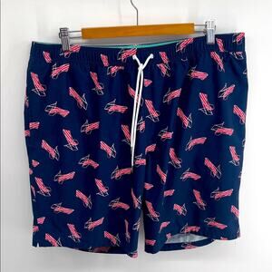 Bonobos lawn beach chair print elastic drawstring waist lined swim trunks sz XXL